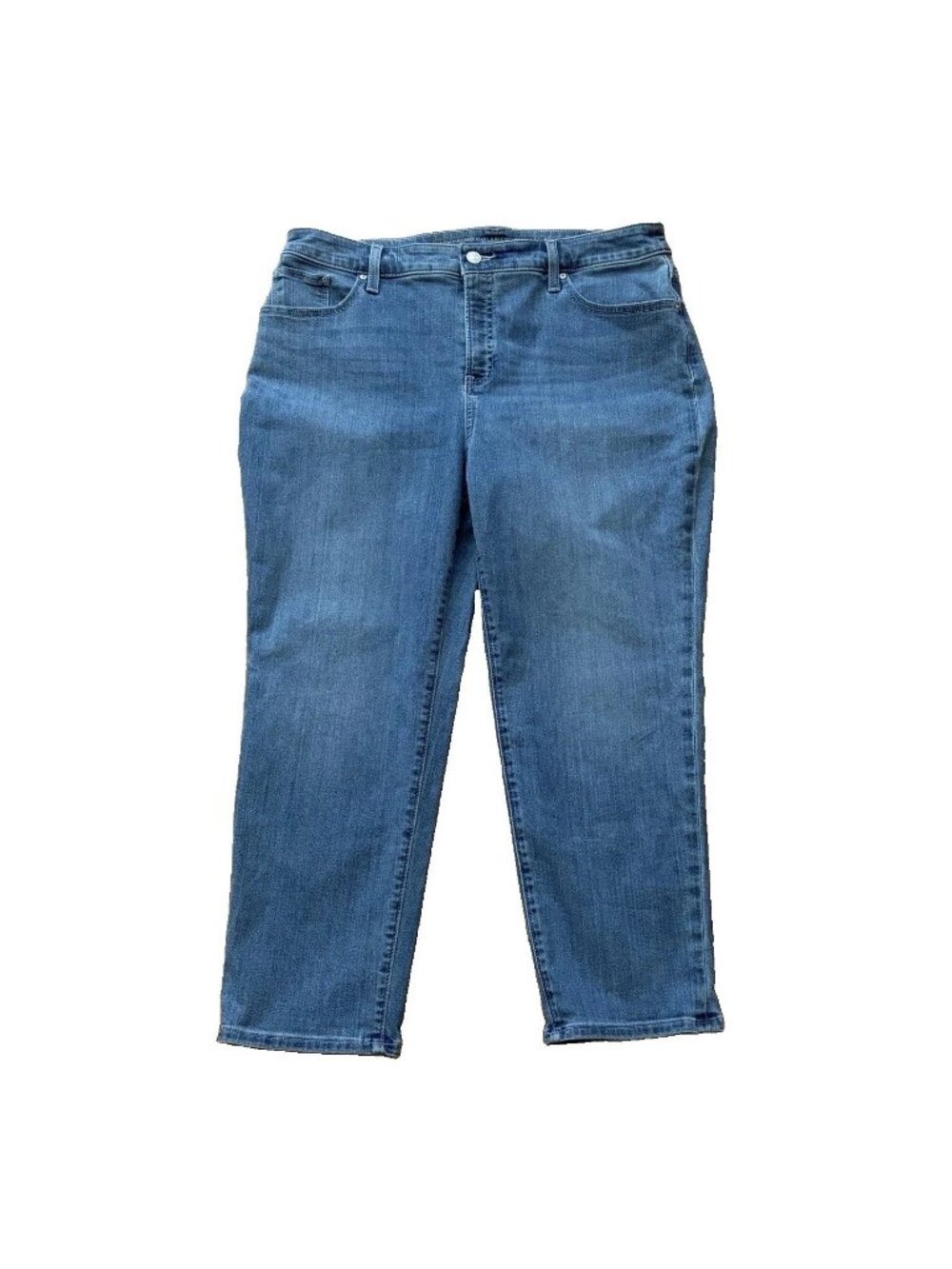 Chico's So Slimming Girlfriend Size 12 US Slim Leg Crop Stretch Blue Jeans
